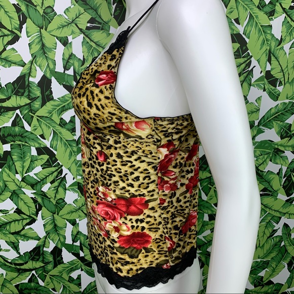 Retro Y2K Donna L'Oren Top Women's Size M/L Leopard Print 2000s Sexy Lounge - Picture 6 of 8